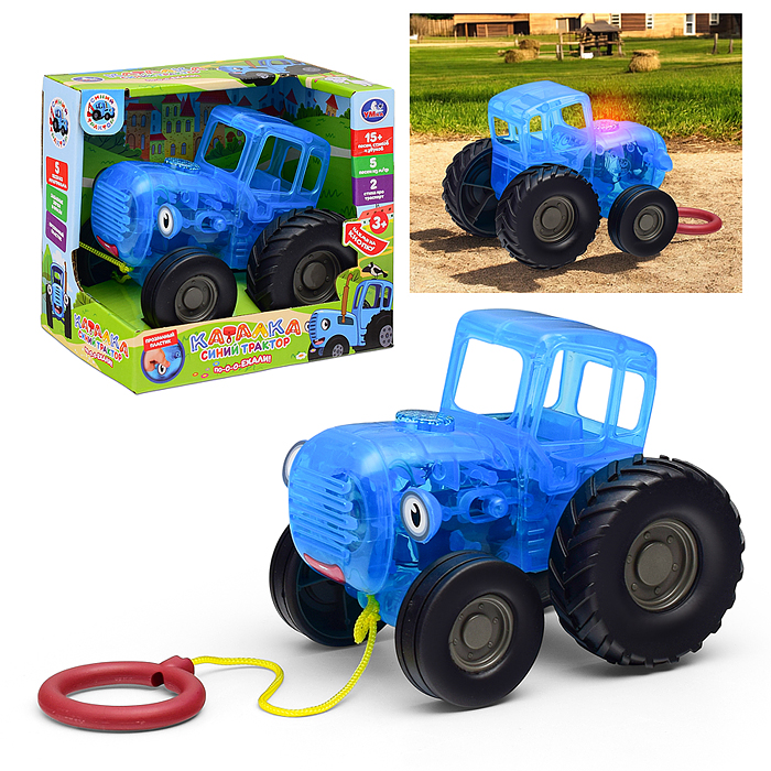 Каталка "Синий трактор " (15 песен, загадок, звуков, прозрачный пластик) в коробке Каталка "Синий трактор " (15 песен, загадок, звуков, прозрачный пластик) в коробке