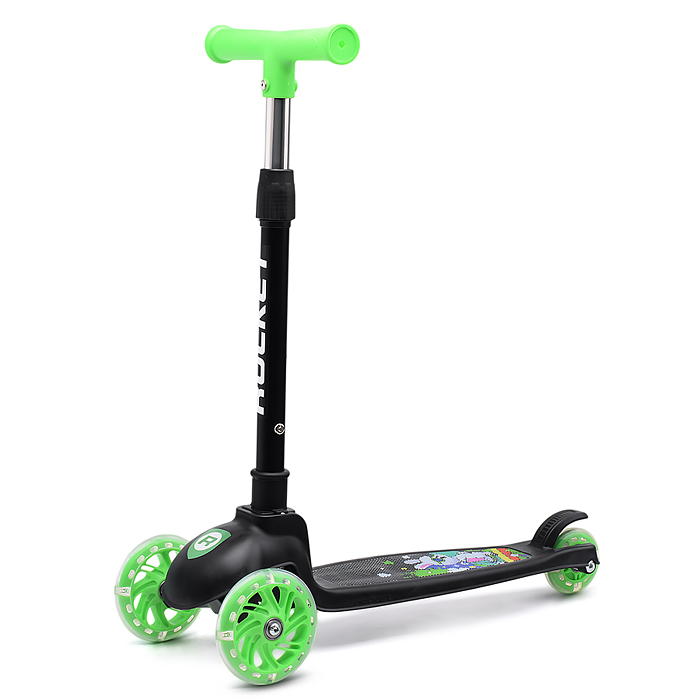 Фото к товару Самокат трёхколёсный ROCKET колёса PU, цвет чёрный Самокат трёхколёсный ROCKET колёса PU, цвет чёрный