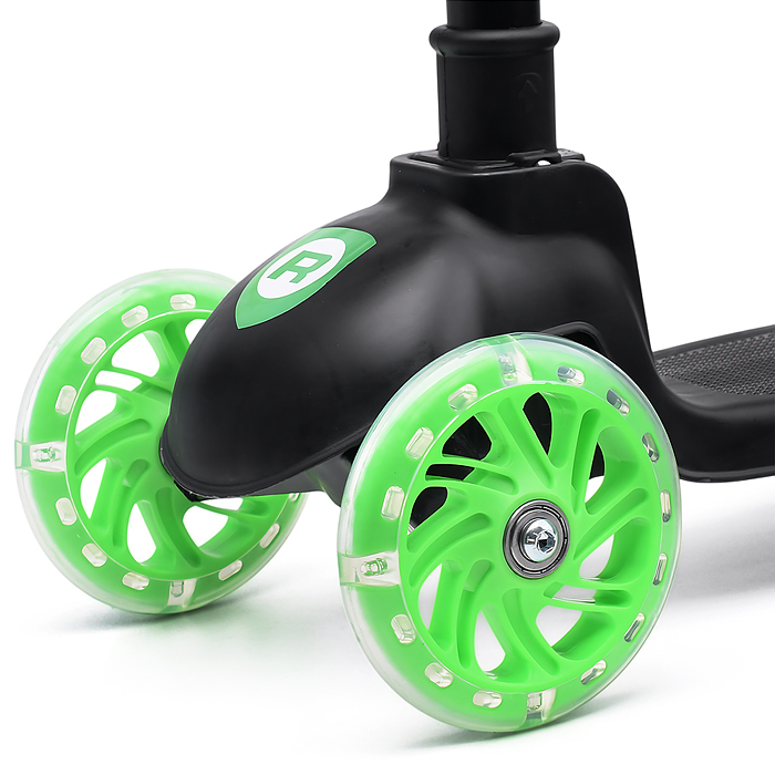 Фото к товару Самокат трёхколёсный ROCKET колёса PU, цвет чёрный Самокат трёхколёсный ROCKET колёса PU, цвет чёрный