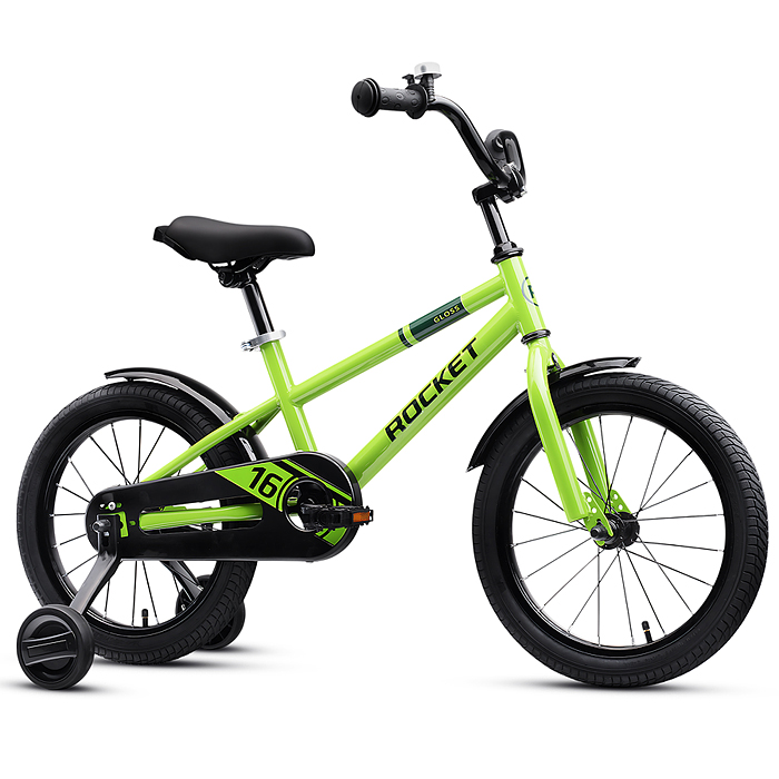 Фото к товару Велосипед 16" Rocket Gloss, цвет зеленый Велосипед 16" Rocket Gloss, цвет зеленый
