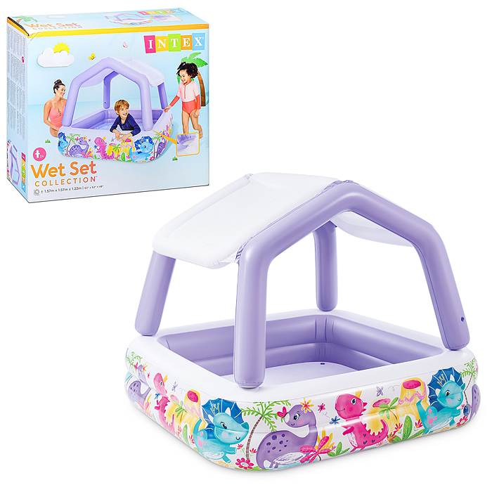 Бассейн надувной детский «Домик», 157 х 157 х 122 см, с навесом, 57470NP INTEX не товарный вид