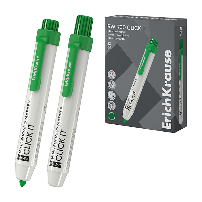 Маркер для досок автоматический RW-700 Click it, цвет чернил зеленый (в коробке по 12 шт