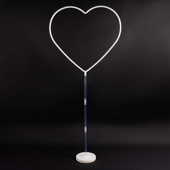 Стойка для шаров Сердце, на ножке, 0,7*1,5 м, Белый/Прозрачный, 1 шт.
