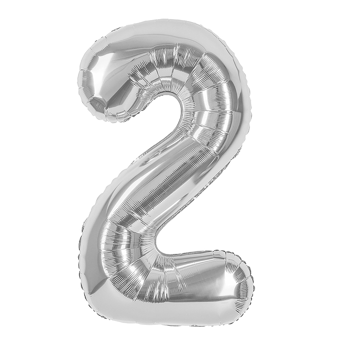 Шар (40''/102 см) Цифра, 2, Серебро, 1 шт. в уп. Шар (40''/102 см) Цифра, 2, Серебро, 1 шт. в уп.