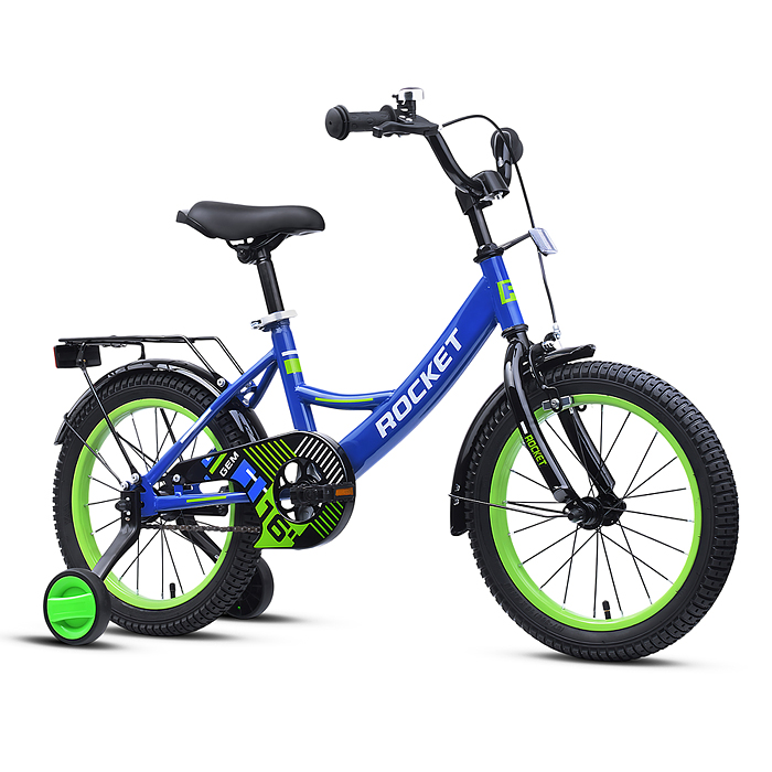 Фото к товару Велосипед 16" Rocket Gem, цвет синий/зеленый Велосипед 16" Rocket Gem, цвет синий/зеленый