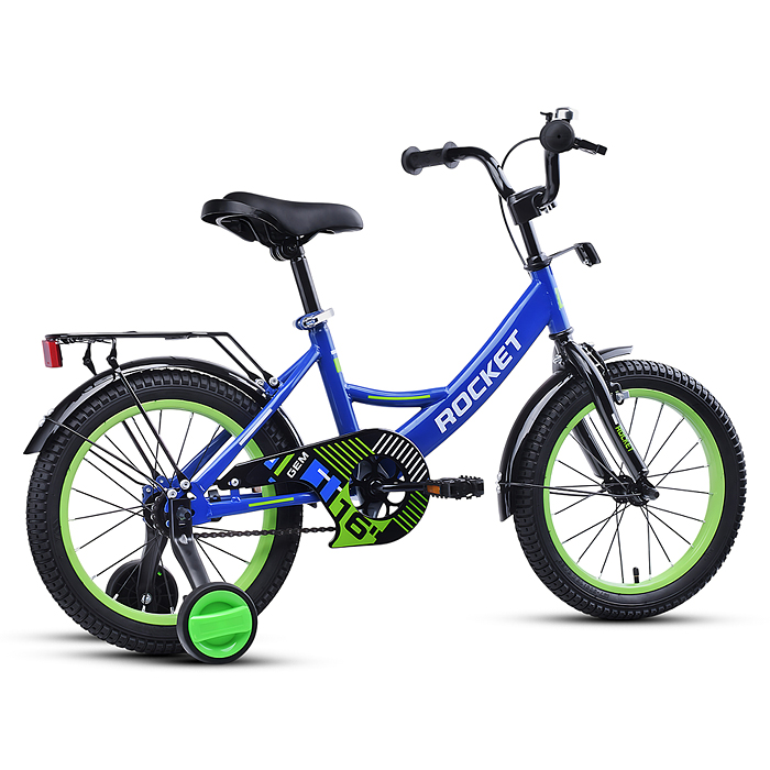 Фото к товару Велосипед 16" Rocket Gem, цвет синий/зеленый Велосипед 16" Rocket Gem, цвет синий/зеленый