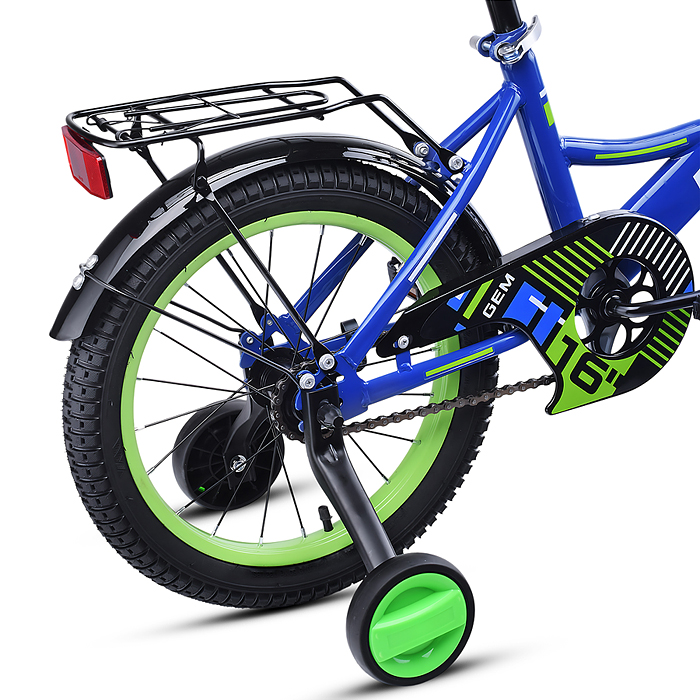Фото к товару Велосипед 16" Rocket Gem, цвет синий/зеленый Велосипед 16" Rocket Gem, цвет синий/зеленый