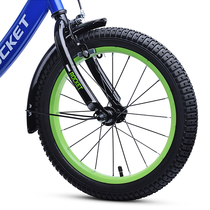 Фото к товару Велосипед 16" Rocket Gem, цвет синий/зеленый Велосипед 16" Rocket Gem, цвет синий/зеленый