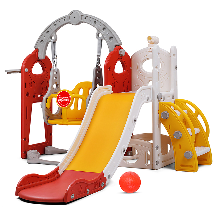 Комплект детский UT0140 "Космический стиль" (горка и качель) цвет красный. Комплект детский UT0140 "Космический стиль" (горка и качель) цвет красный.