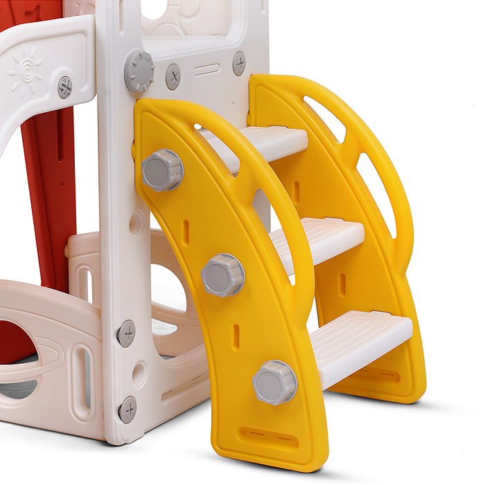 Фото к товару Комплект детский UT0140 "Космический стиль" (горка и качель) цвет красный. Комплект детский UT0140 "Космический стиль" (горка и качель) цвет красный.