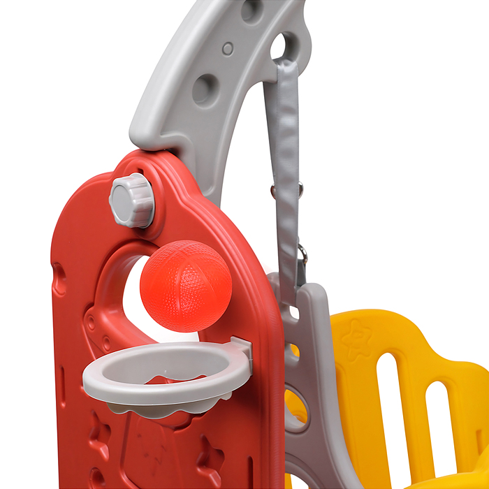 Фото к товару Комплект детский UT0140 "Космический стиль" (горка и качель) цвет красный. Комплект детский UT0140 "Космический стиль" (горка и качель) цвет красный.