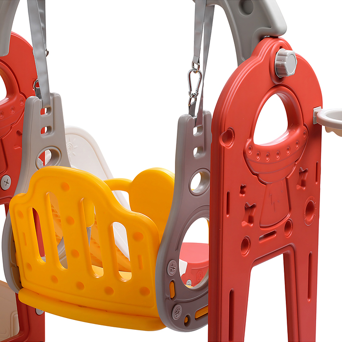 Фото к товару Комплект детский UT0140 "Космический стиль" (горка и качель) цвет красный. Комплект детский UT0140 "Космический стиль" (горка и качель) цвет красный.