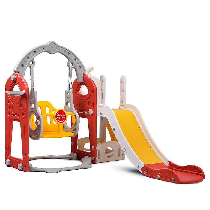 Фото к товару Комплект детский UT0140 "Космический стиль" (горка и качель) цвет красный. Комплект детский UT0140 "Космический стиль" (горка и качель) цвет красный.