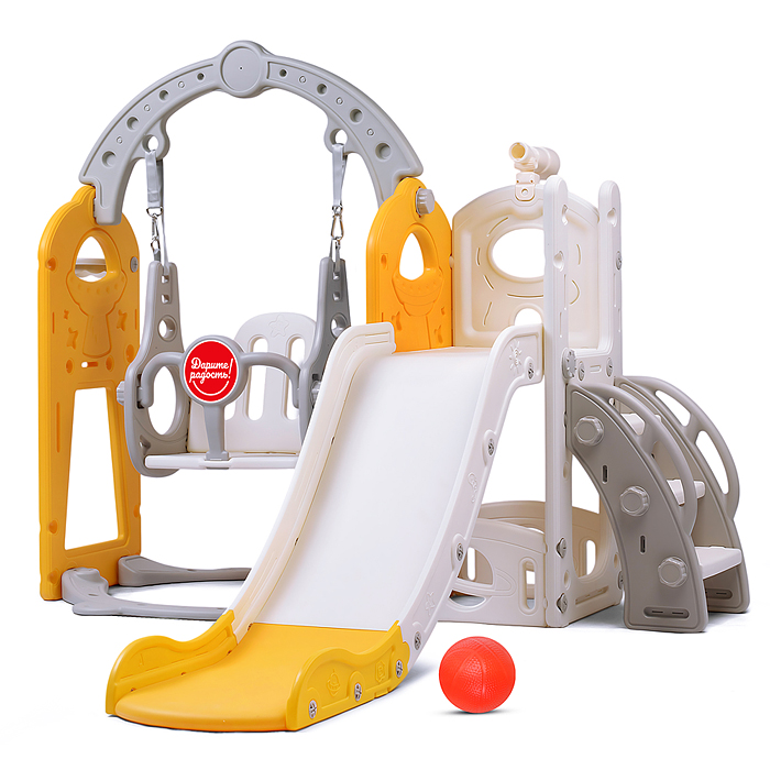 Комплект детский UT0140 "Космический стиль" (горка и качель) цвет желтый. Комплект детский UT0140 "Космический стиль" (горка и качель) цвет желтый.