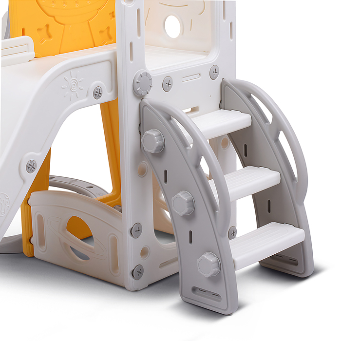 Фото к товару Комплект детский UT0140 "Космический стиль" (горка и качель) цвет желтый. Комплект детский UT0140 "Космический стиль" (горка и качель) цвет желтый.