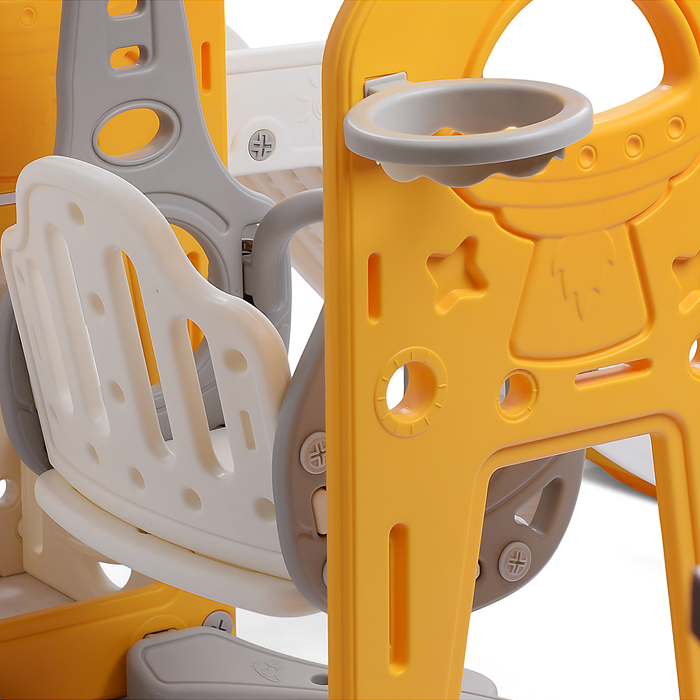 Фото к товару Комплект детский UT0140 "Космический стиль" (горка и качель) цвет желтый. Комплект детский UT0140 "Космический стиль" (горка и качель) цвет желтый.