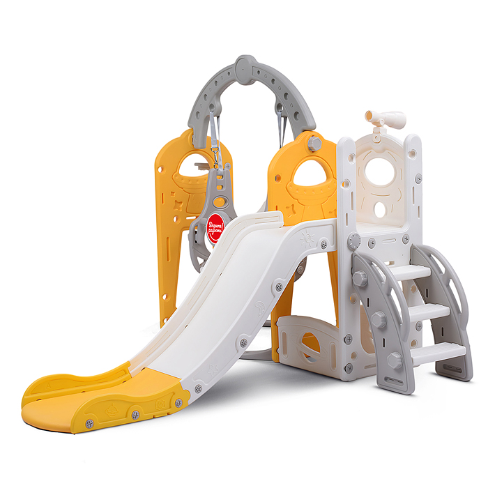 Фото к товару Комплект детский UT0140 "Космический стиль" (горка и качель) цвет желтый. Комплект детский UT0140 "Космический стиль" (горка и качель) цвет желтый.