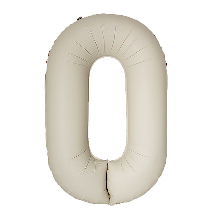 Шар (40''/102 см) Цифра, 0 Slim, Кремовый Латте, Матовый, 1 шт. в уп.