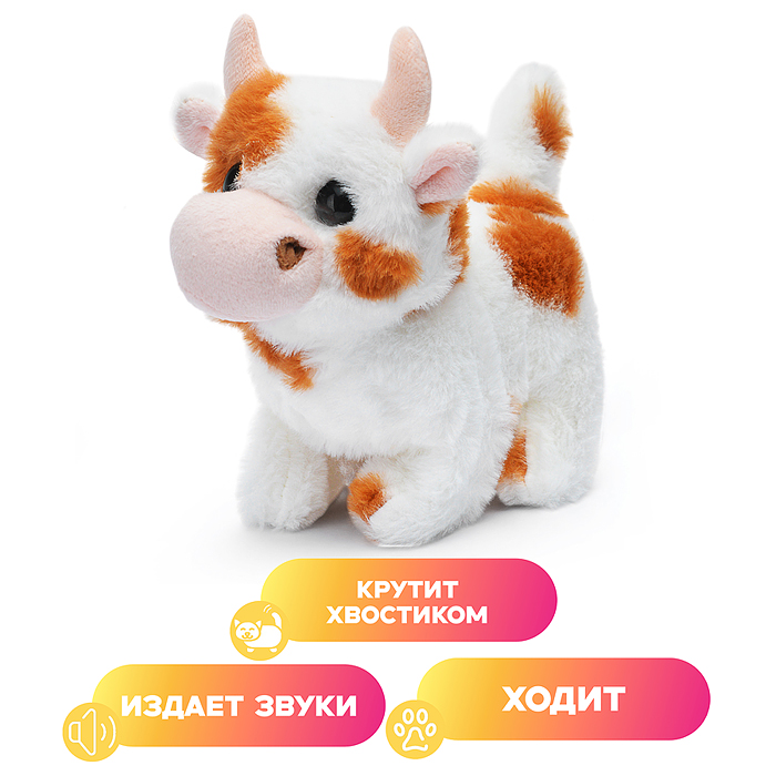 Мягкая игрушка 00-6146 "Корова" на батарейках, 16х12 см Мягкая игрушка 00-6146 "Корова" на батарейках, 16х12 см