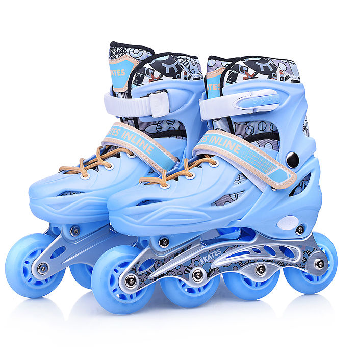 Ролики детские U011004Y (размер M) светло-голубой, в сумке