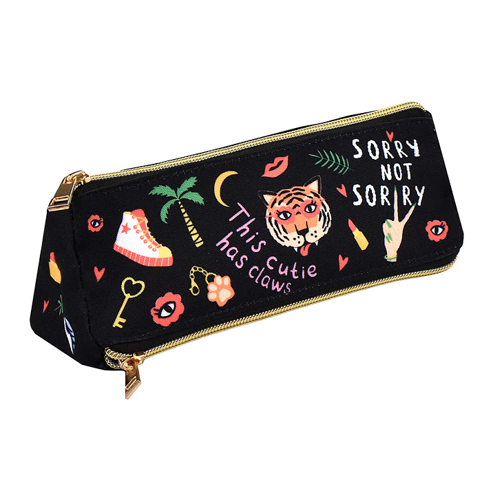 Пенал школьный "Яркие фразы" без наполнения, 20.5x7.5x7.5 см, хлопковая ткань