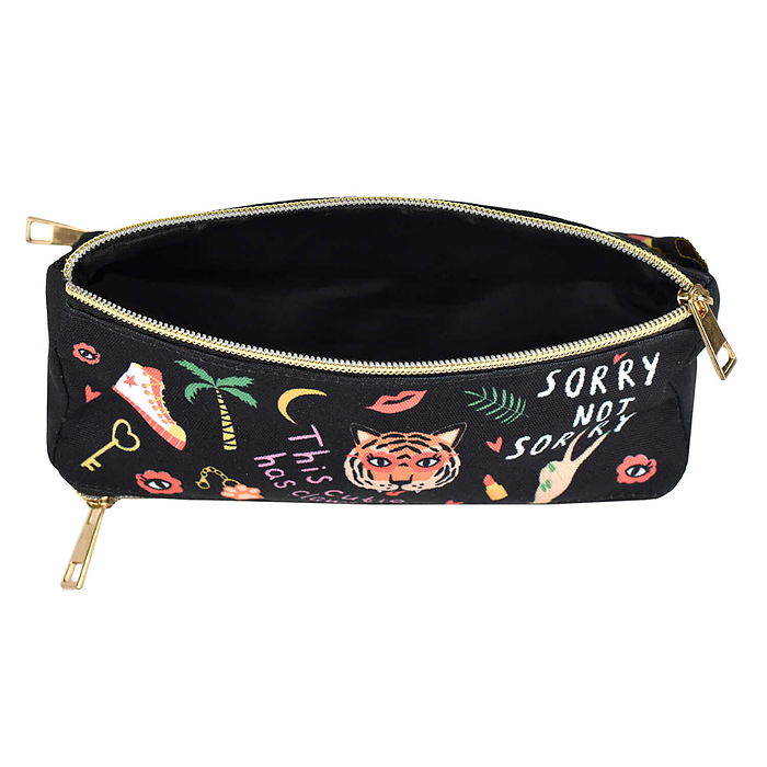 Пенал школьный "Яркие фразы" без наполнения, 20.5x7.5x7.5 см, хлопковая ткань