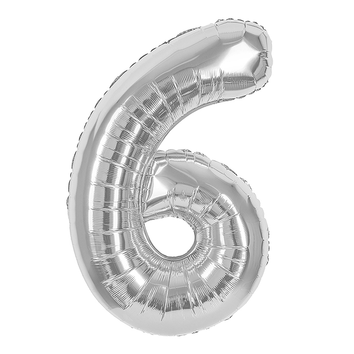 Шар (40''/102 см) Цифра, 6, Серебро, 1 шт. в уп. Шар (40''/102 см) Цифра, 6, Серебро, 1 шт. в уп.
