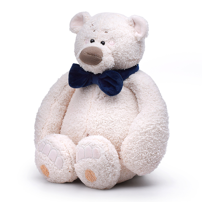 Медведь Тато с бантом, синий, 30см
