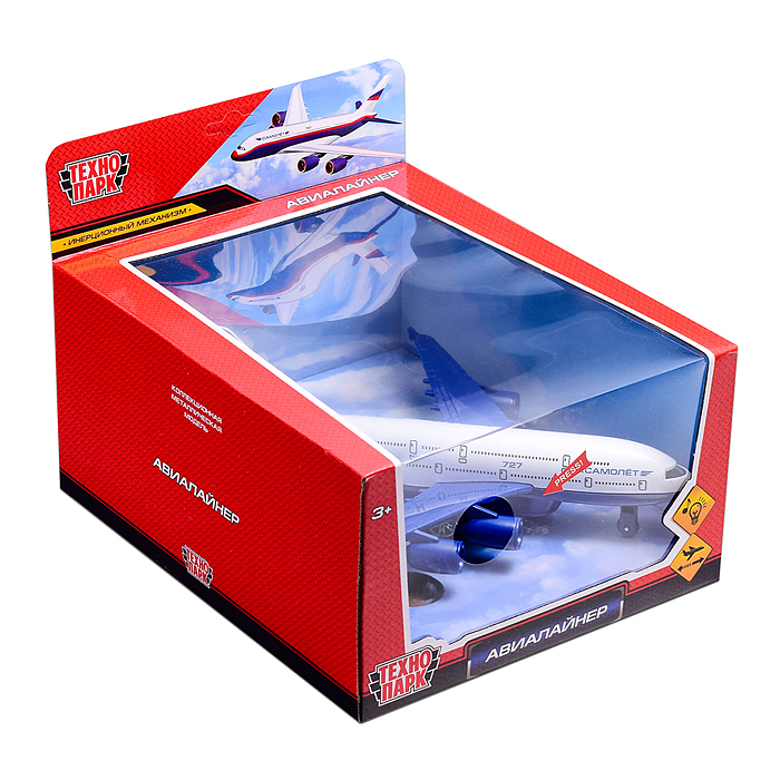 Фото к товару Машина металл свет-звук Авиалайнер 22см, подв. дет., инер., коробка Машина металл свет-звук Авиалайнер 22см, подв. дет., инер., коробка