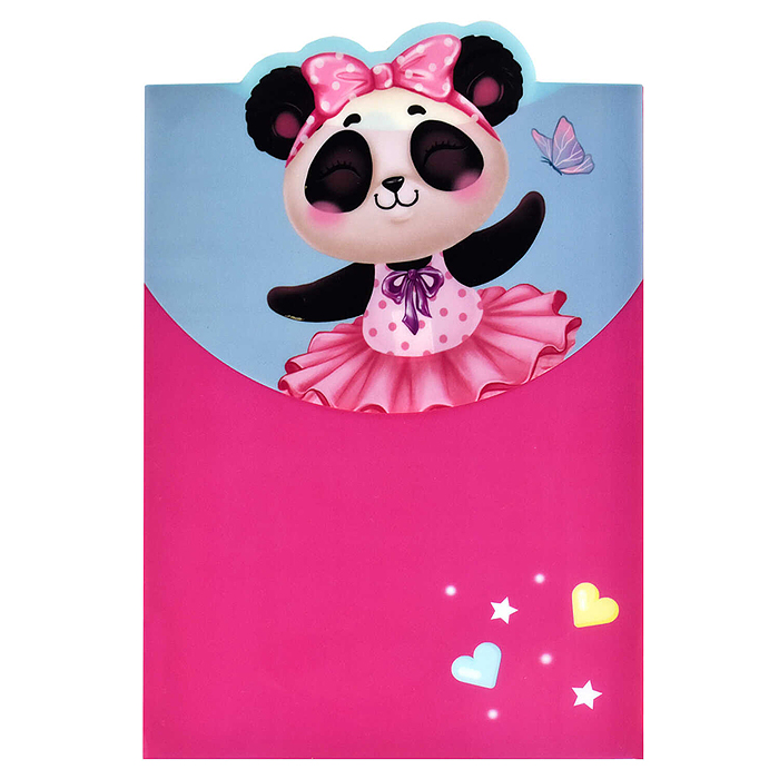 Папка конверт пластиковая "Панда балерина" полипропилен, формат А4, 