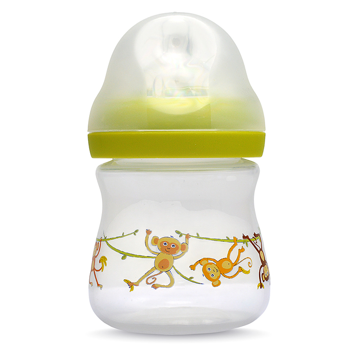 Бутылочка широкое горло с силиконовой соской без ручек "Африка" ассорти, 150 мл