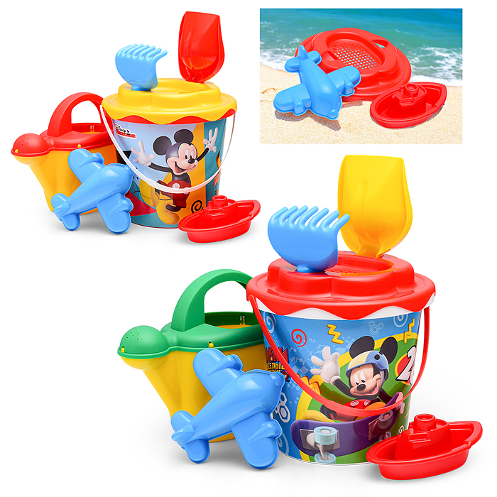 Набор Disney «Микки и Весёлые гонки» №12: ведро с наклейкой, ситечко "Солнышко", лопатка №5, грабель Набор Disney «Микки и Весёлые гонки» №12: ведро с наклейкой, ситечко "Солнышко", лопатка №5, грабель