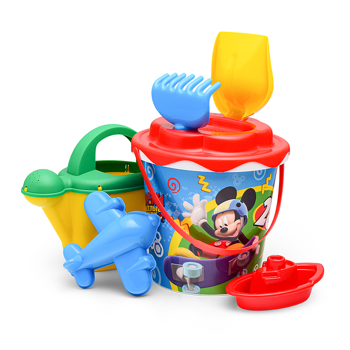 Фото к товару Набор Disney «Микки и Весёлые гонки» №12: ведро с наклейкой, ситечко "Солнышко", лопатка №5, грабель Набор Disney «Микки и Весёлые гонки» №12: ведро с наклейкой, ситечко "Солнышко", лопатка №5, грабель
