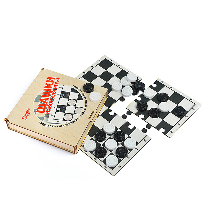 Игра "Шашки" (с жестким полем, деревянная коробка) Игра "Шашки" (с жестким полем, деревянная коробка)