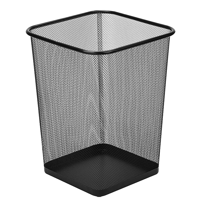 Корзина для бумаг 16x22x27,5 см (10 л), квадратная, сетчатая металлическая, черная