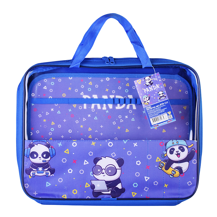 Папка для труда А4, с ручками, широкая, дизайн на кармане, ткань "Панды"