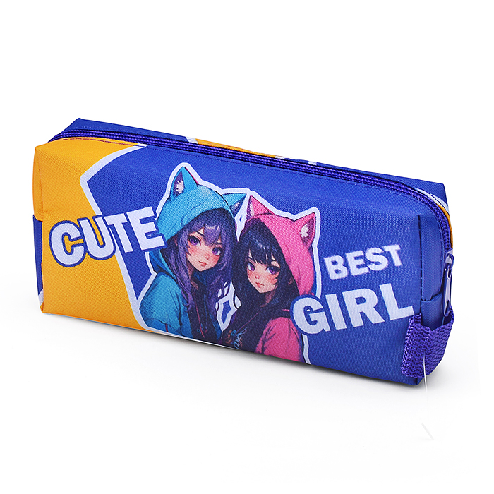 Пенал-косметичка на молнии, двухсторонняя печать, ткань с ручкой 200/90/40 "Лучшие подружки"