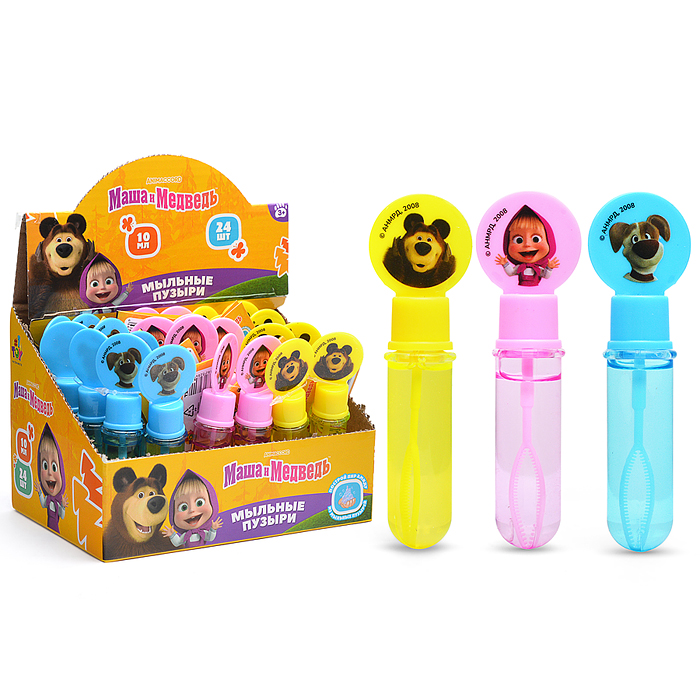 Мыльные пузыри "Маша и медведь" нелопающиеся с кругляшом на крышке, 10 мл. Мыльные пузыри "Маша и медведь" нелопающиеся с кругляшом на крышке, 10 мл.