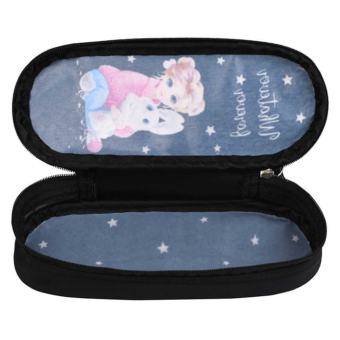 Пенал школьный "Девочка и зайка" (без наполнения, 20.5х7.5х4 см, микрофибра на 