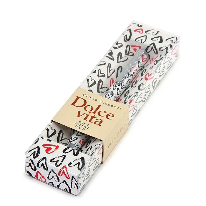 Фото к товару Ручка шариковая "Dolce vita. Сердечки. Красные и черные" металлический корпус 0,7 мм, синяя Ручка шариковая "Dolce vita. Сердечки. Красные и черные" металлический корпус 0,7 мм, синяя