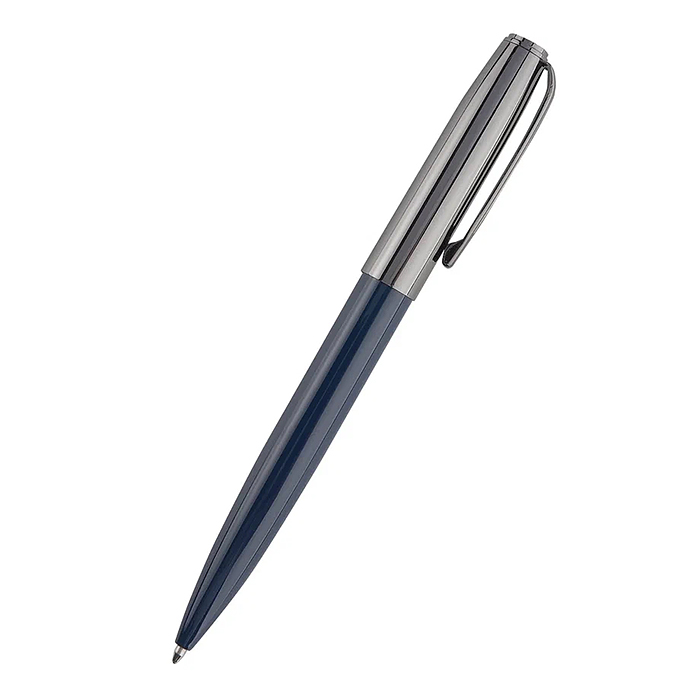 Ручка "Napoli" в тубусе круглой формы, 1,0 мм, синяя (корпус синий и ворон ст, футляр черный)