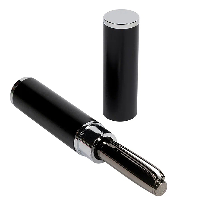 Фото к товару Ручка "Napoli" в тубусе круглой формы, 1,0 мм, синяя (корпус синий и ворон ст, футляр черный) Ручка "Napoli" в тубусе круглой формы, 1,0 мм, синяя (корпус синий и ворон ст, футляр черный)