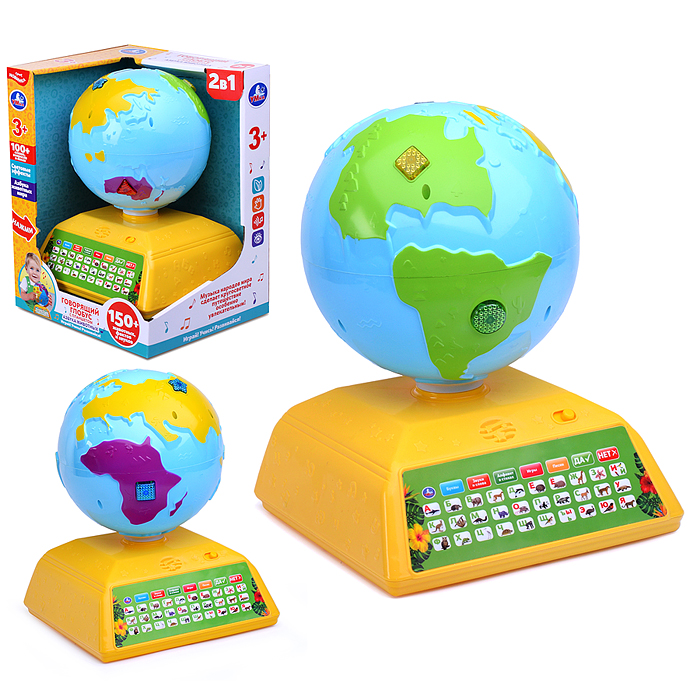 Говорящий глобус с планшетом "Азбука животных" (150 фактов, звуков, свет, на бат.) в коробке Говорящий глобус с планшетом "Азбука животных" (150 фактов, звуков, свет, на бат.) в коробке