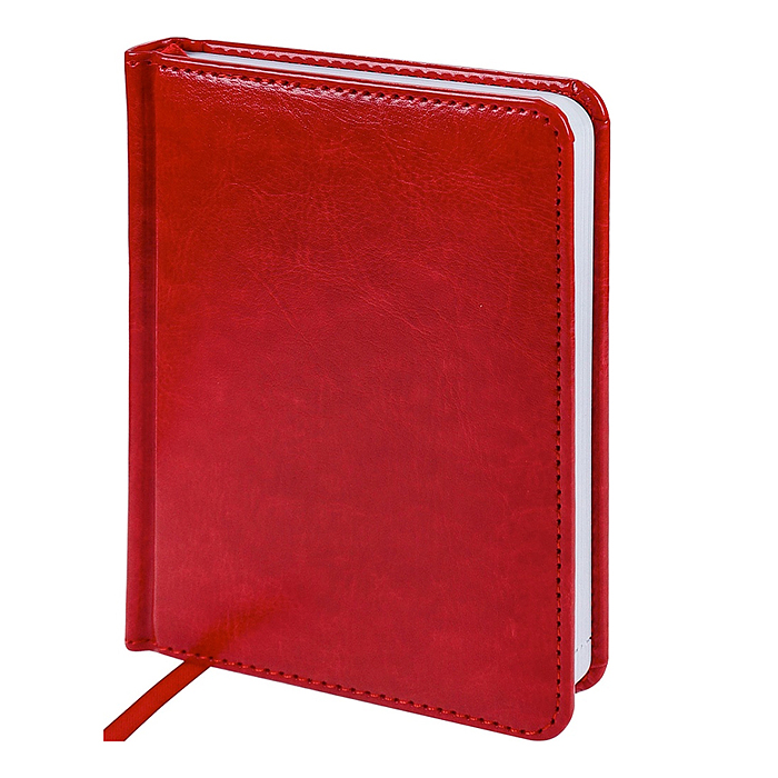 Ежедневник А6, 128л. недатир. "TOUCH SKIN - CHERRY RED" красный