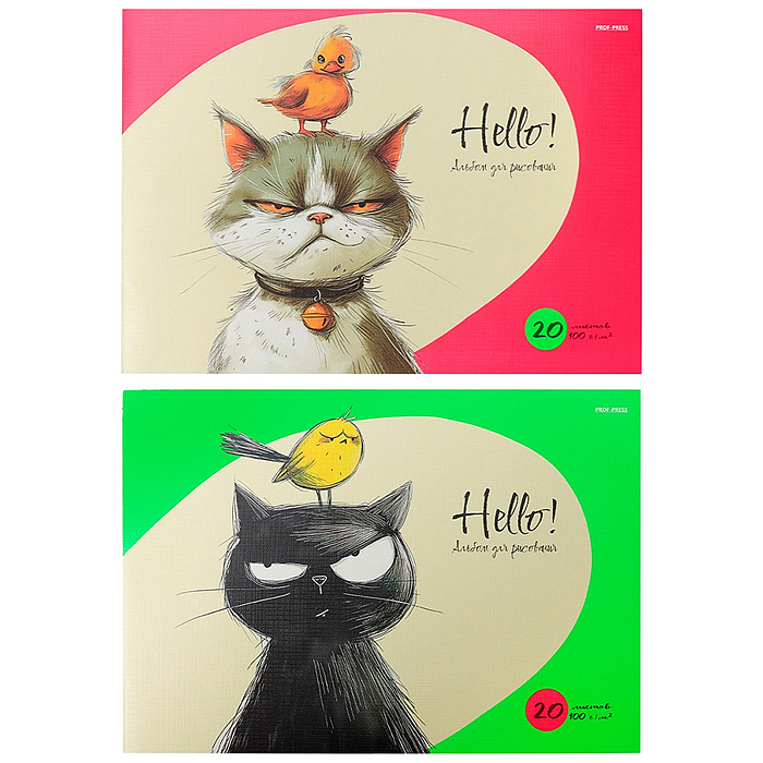 Альбом для рисования А4 20л. "Котики с птичками" Альбом для рисования А4 20л. "Котики с птичками"