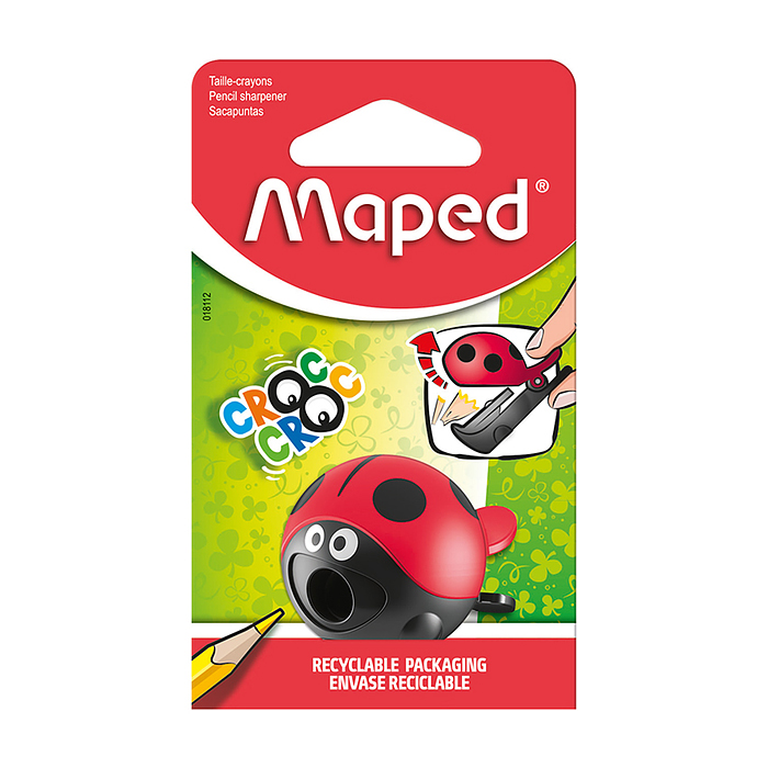 Точилка для карандашей в виде божьей коровки "Croc croc easy" 1 отверстие, с контейнером