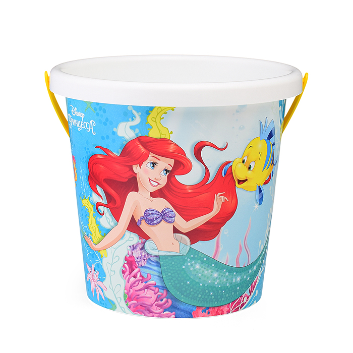 Набор Disney «Русалочка» №4: ведро с наклейкой, ситечко "Солнышко", лопатка №5, грабельки №5, формоч