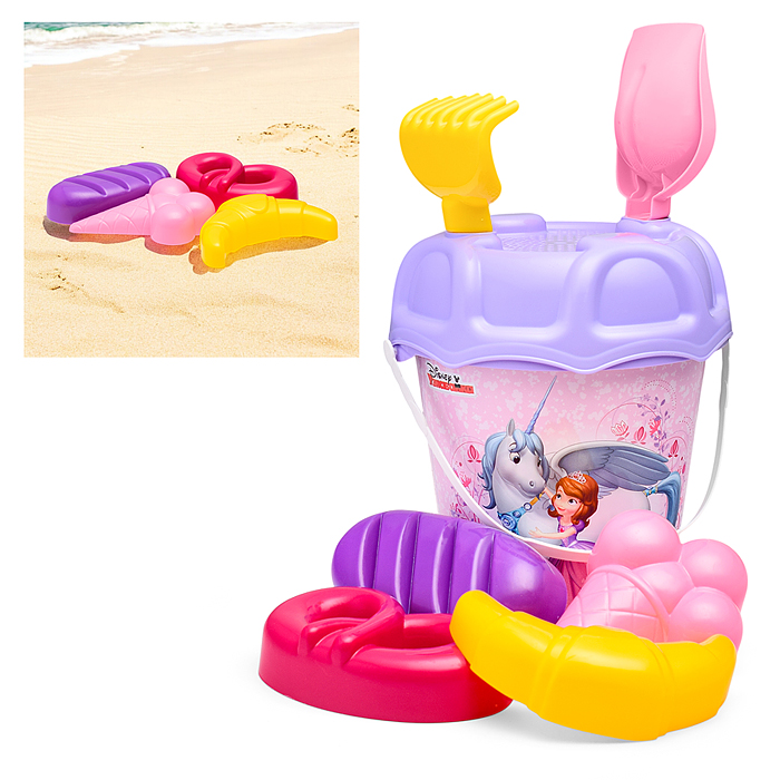 Набор Disney «София Прекрасная» №2: ведро большое с наклейкой, ситечко большое №3, лопата №6, грабли Набор Disney «София Прекрасная» №2: ведро большое с наклейкой, ситечко большое №3, лопата №6, грабли