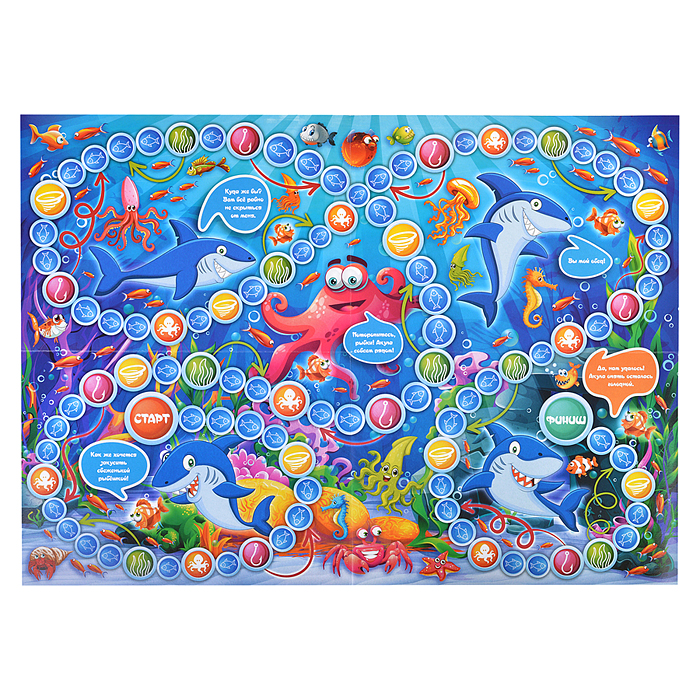 Настольная игра-ходилка "Голодная акула"
