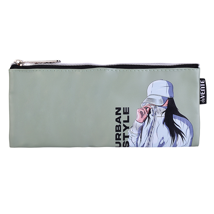 Пенал "Urban Style" 21,5x9x1 см, плоский для 35 предметов, на молнии, матовая антивандальна
